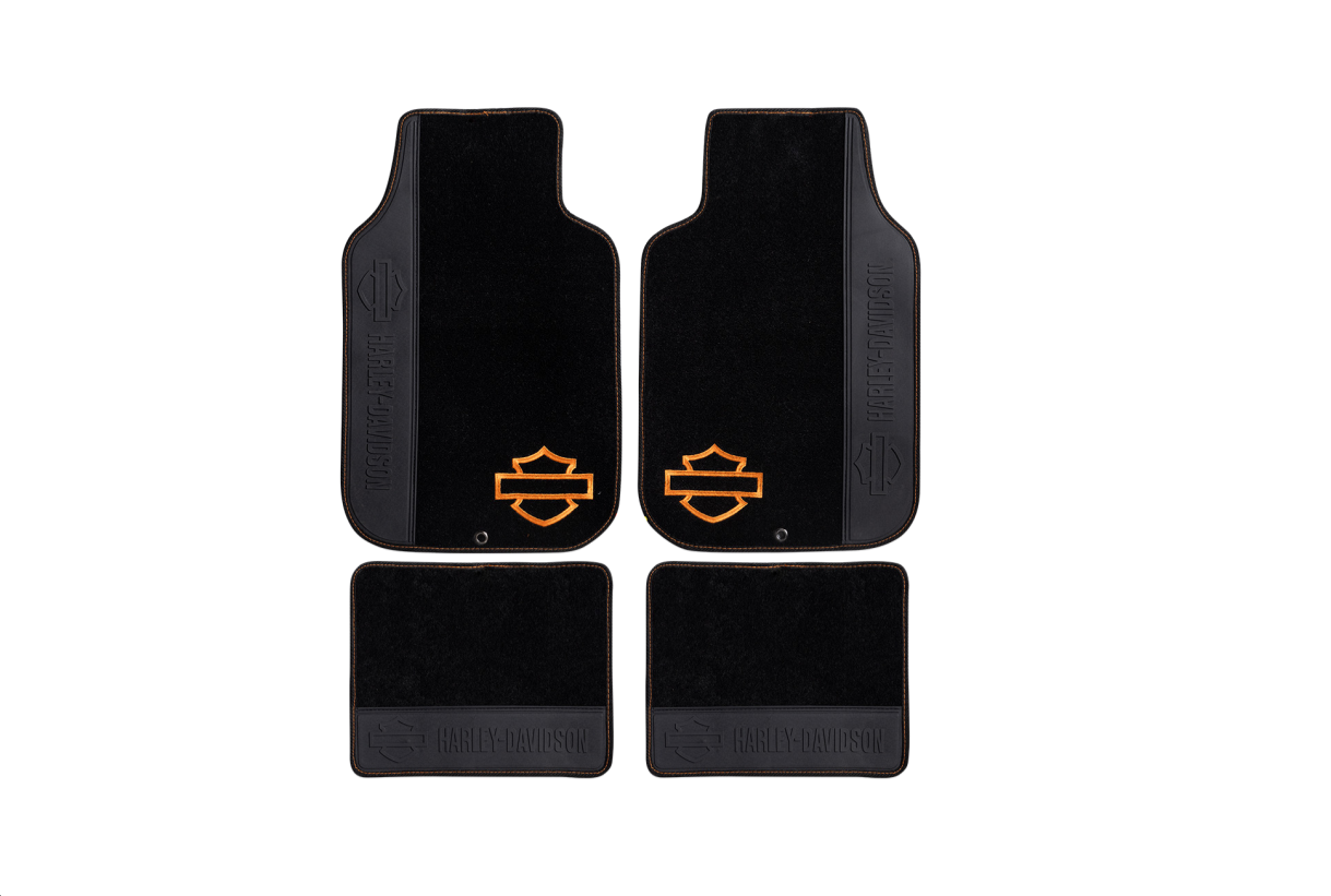 Harley-Davidson® Orange Silhouette Carpeted Floor Mats - 2362