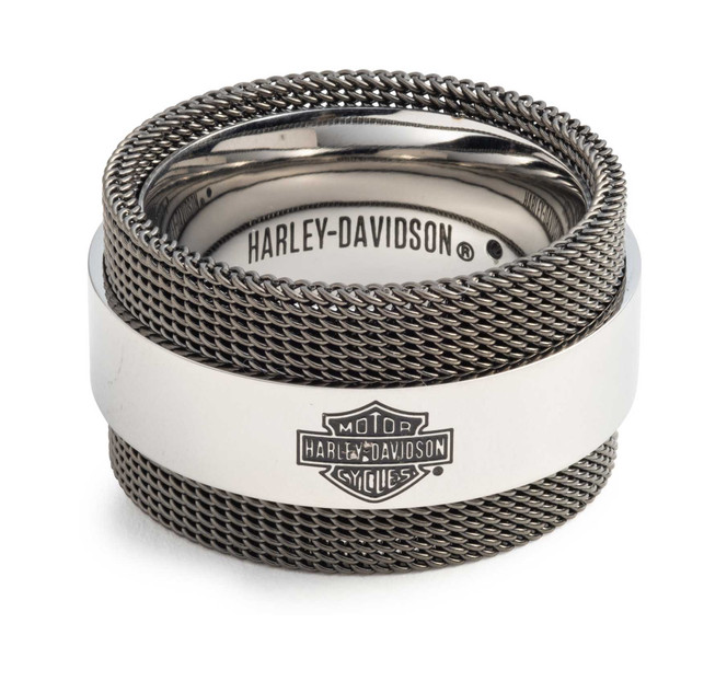 Harley-Davidson® Men's Bar & Shield Logo Mesh Chain Ring- 34R00317