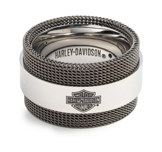 Harley-Davidson® Men's Bar & Shield Logo Mesh Chain Ring- 34R00317