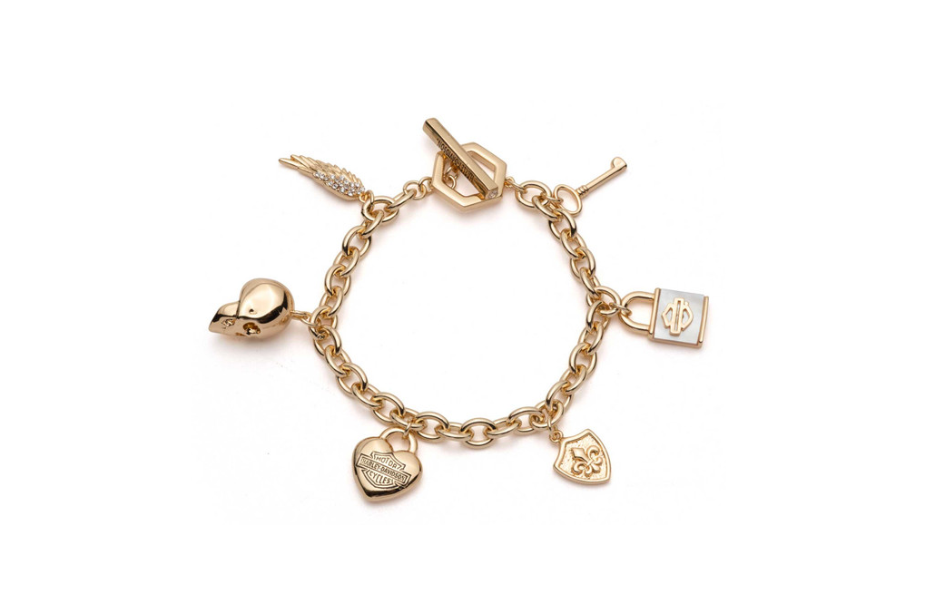 Harley-Davidson® Women's Logo Charm Bracelet – Gold Tone, 34B00154