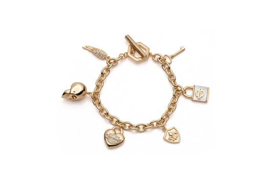 Harley-Davidson® Women's Logo Charm Bracelet – Gold Tone, 34B00154