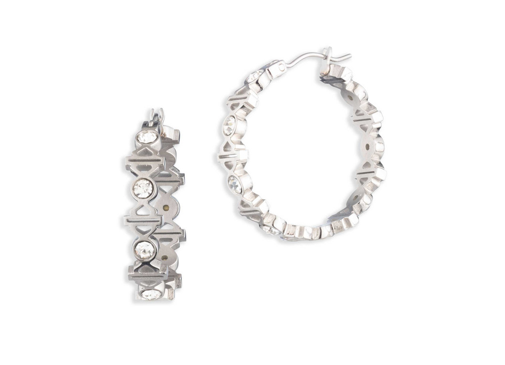 Harley-Davidson® Women's Hoop Earrings – Silver, 34G00122