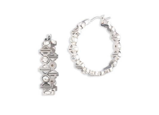 Harley-Davidson® Women's Hoop Earrings – Silver, 34G00122