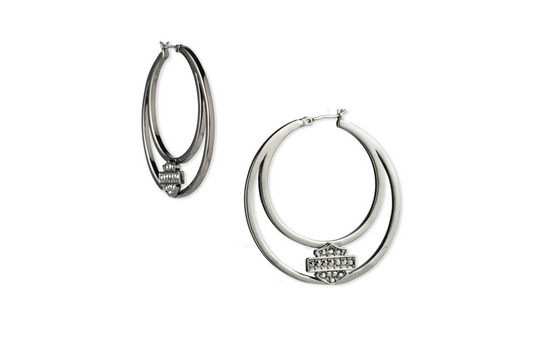 Harley-Davidson® Women's Hoop Earrings – Hematite, 34G00144