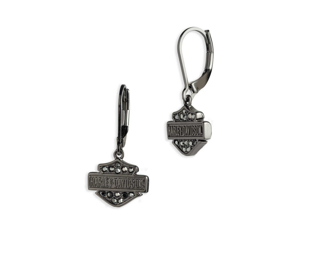 Harley-Davidson® Women's Drop Earrings – Hematite, 34G00146
