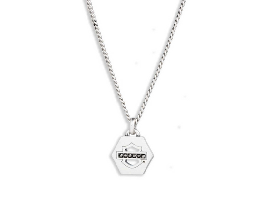 Harley-Davidson® Men's B&S Brass Pendant Necklace – Silver, 34N00034