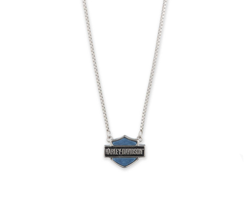 Harley-Davidson® Women's Stone Necklace – Silver/Blue, 34N00159