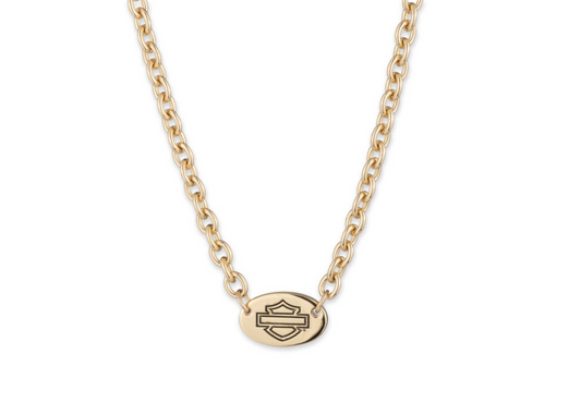 Harley-Davidson® Women's Bar & Shield Necklace – Gold, 34N00162