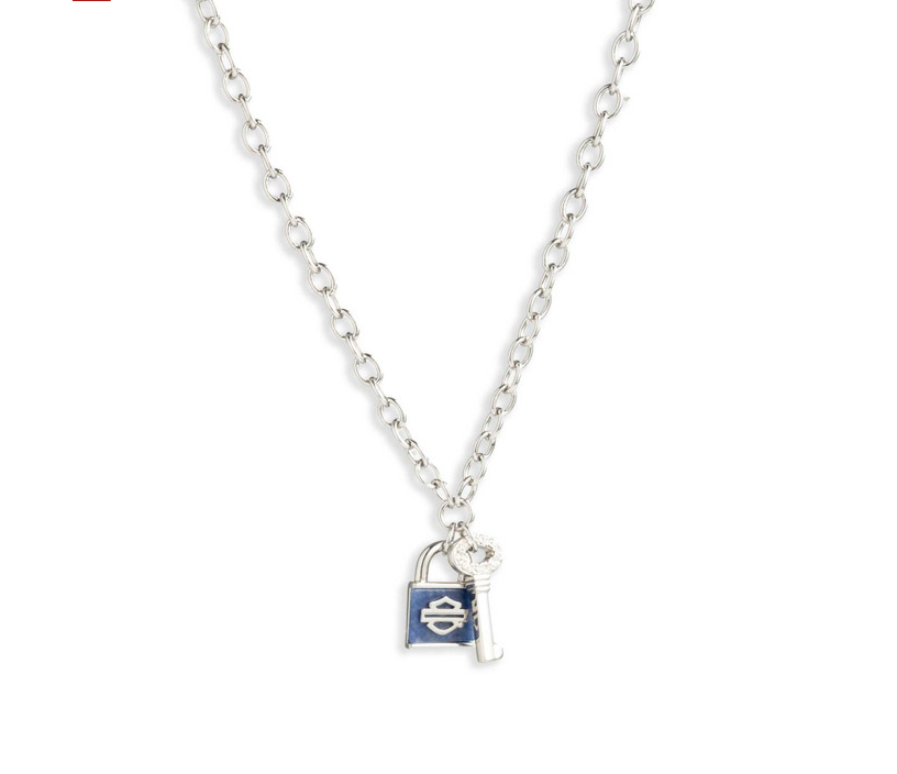Harley-Davidson® Women's Stone Necklace – Silver/Blue, 34N00166