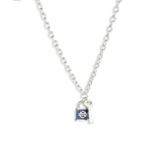 Harley-Davidson® Women's Stone Necklace – Silver/Blue, 34N00166