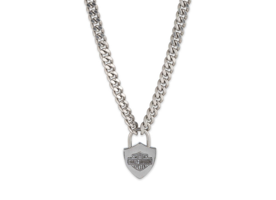 Harley-Davidson® Men's Lock Chain Necklace - Silver, 34N00217