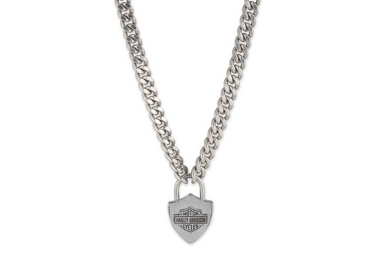 Harley-Davidson® Men's Lock Chain Necklace - Silver, 34N00217