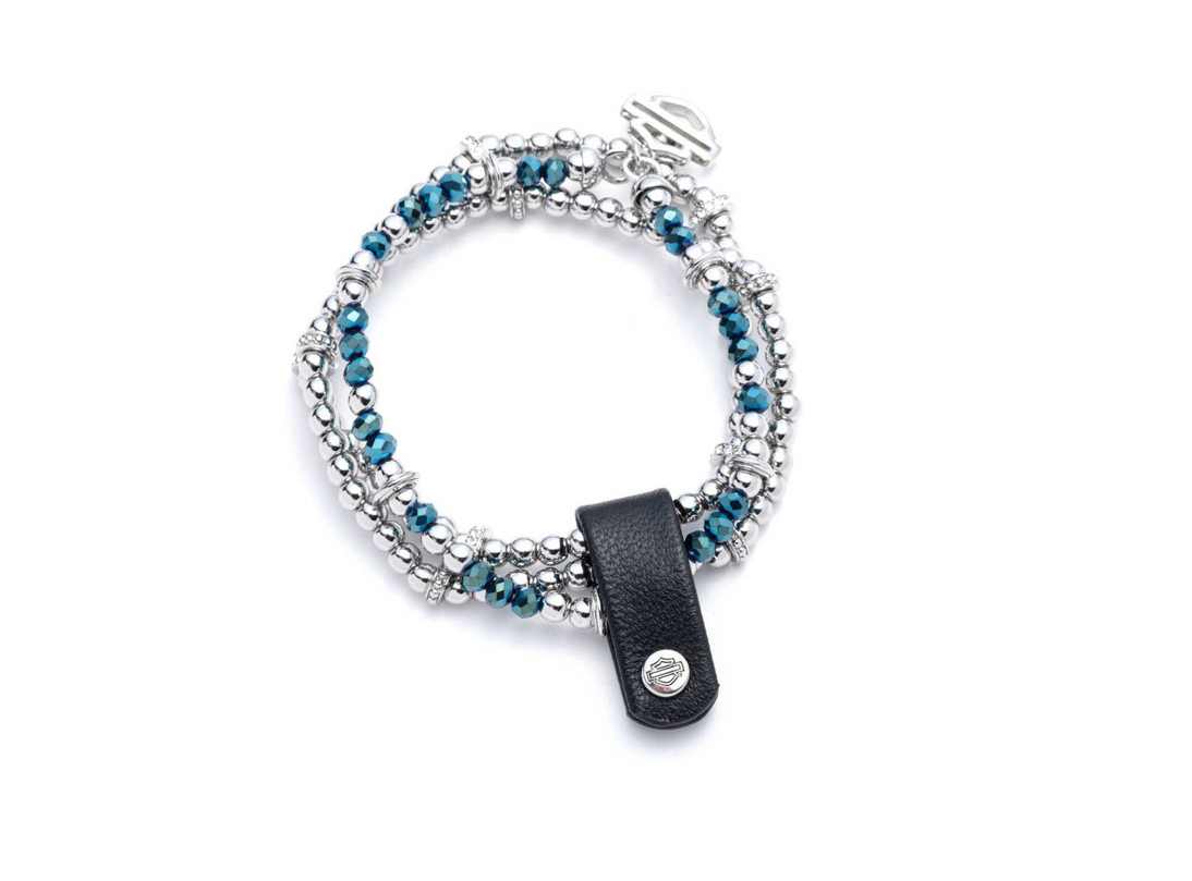 Harley-Davidson® Women's Stretch Bead Bracelets, Silver, 34S00087