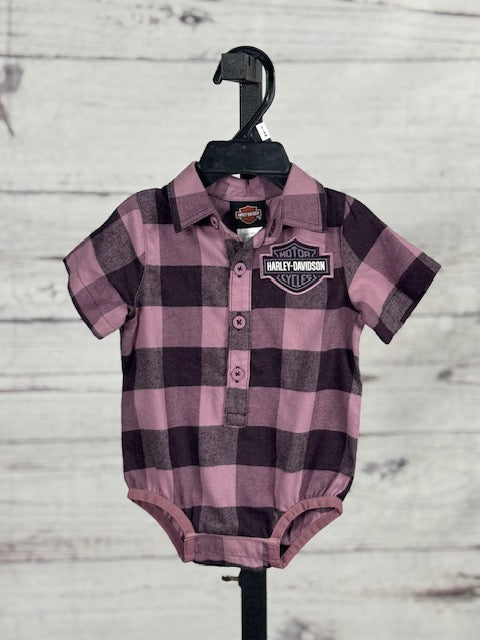 Baby Girls' B&S Newborn Plaid Shirt Creeper