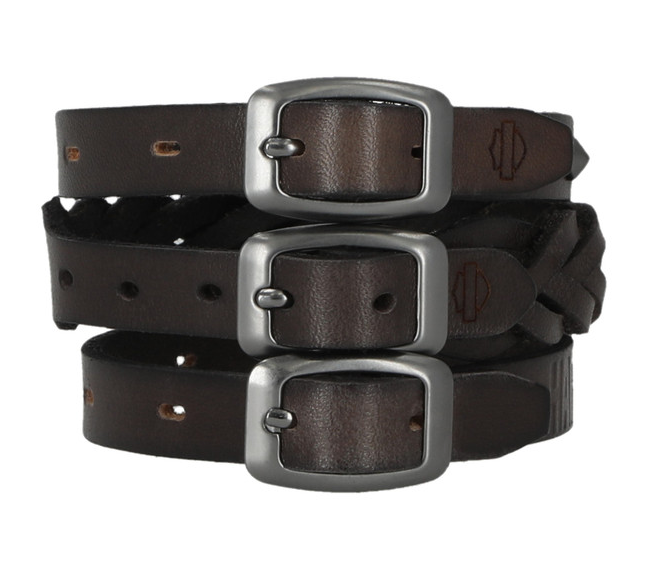 Men's Traditional Three Leather Cuff Set- MAU607/08