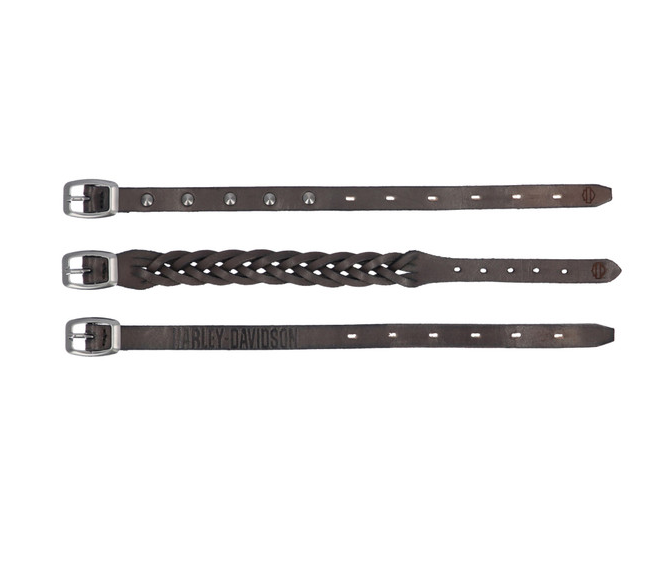 Men's Traditional Three Leather Cuff Set- MAU607/08