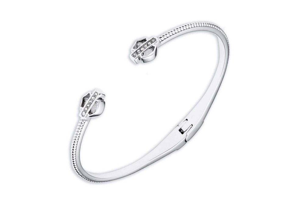 Harley-Davidson® Women's Bar & Shield Logo Hinged Bracelet - Silver, 34B00002
