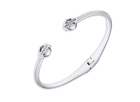 Harley-Davidson® Women's Bar & Shield Logo Hinged Bracelet - Silver, 34B00002