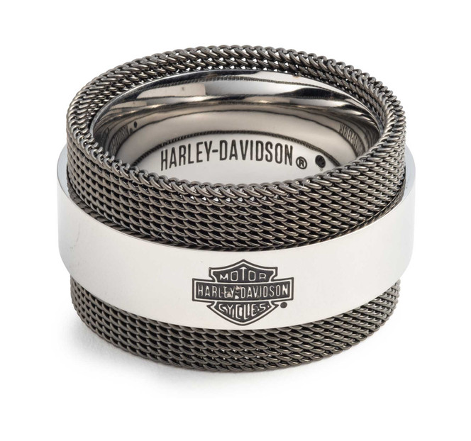 Harley-Davidson® Men's Bar & Shield Logo Mesh Chain Ring