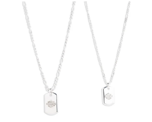 Harley-Davidson® Give One, Keep One Bar & Shield Dog Tag Necklace Set- 34S00001