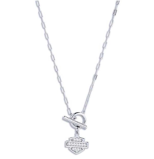 Harley-Davidson® Women's Bar & Shield Toggle Necklace - Silver, 34N00003