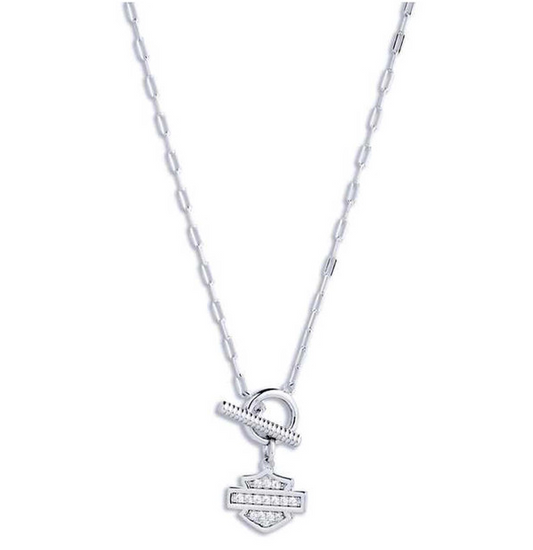 Harley-Davidson® Women's Bar & Shield Toggle Necklace - Silver, 34N00003