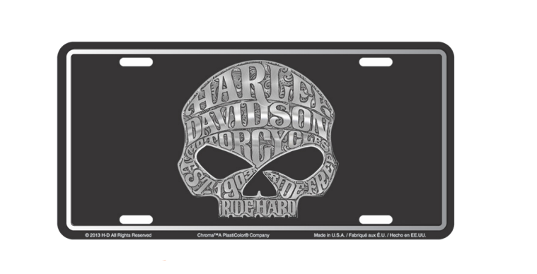 Willie G Skull Stamped Metal License Plate