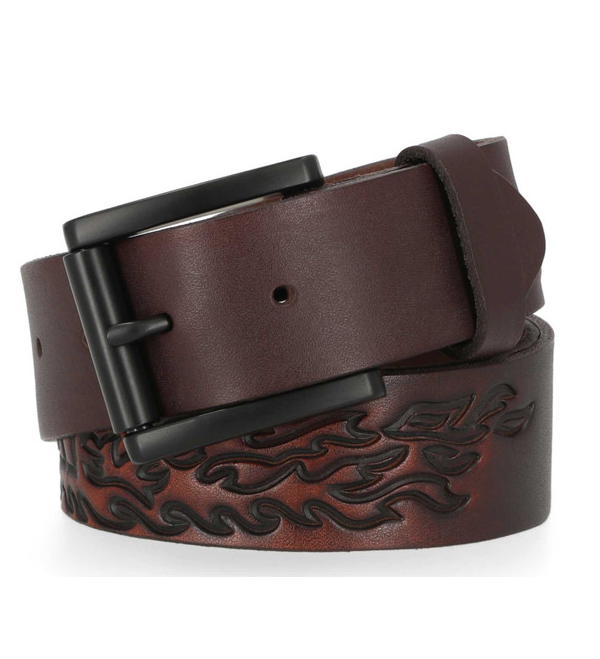 Men's Flame H-D Logo Leather Belt