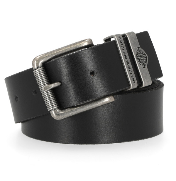 Men's Metal Keeper H-D Logo Leather Belt