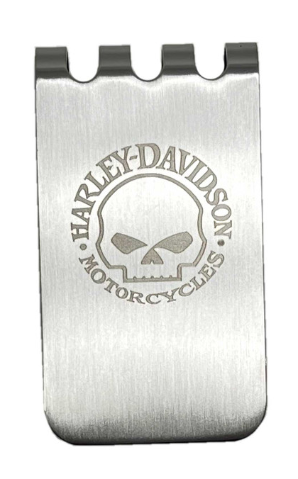 Willie G Skull Metal Money Clip- Brushed Nickel