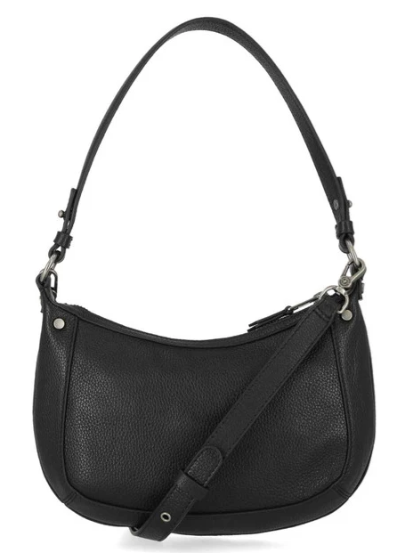 Flat Studded Bar & Shield Leather Hobo Bag