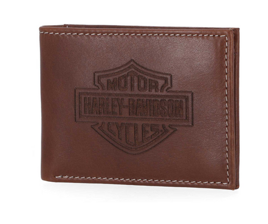 Harley-Davidson® Men's Laser Logo Front Pocket Wallet - Cognac Brown, MWM072/35