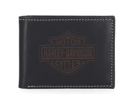 Harley-Davidson® Men's Laser Logo Front Pocket Wallet - Black, MWM072/08