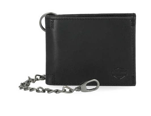 Harley-Davidson® Unisex Smooth Leather Bar & Shield Billfold Wallet - Black, MWU002/08